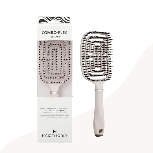 Cepillo Pelo Profesional con Cerdas de Jabalí y Nylon – Antitirones y Anti Frizz para Brillo Natural – Desenredado y Antirotura para Cabello Fino, Rizado o Largo – HAIRPHORIA - SOFT SAND