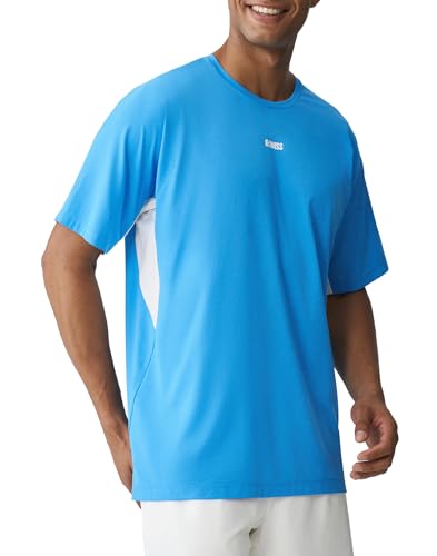 K-Swiss Mens Tennis Short Sleeve Shirt - Quick Dry Breathable Athletic T-Shirt Lightweight Workout Pickleball Running Navy L