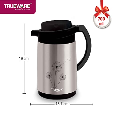 Image of Trueware Ruff Tuff 800 SS Insulated Flask - 750 Ml | Insulated Tea Pot Kettle Water Jug | Hot & Cold |Thermoware | Food Grade | High Grade Steel | BPA-Free | Wide Mouth | Office, Travel