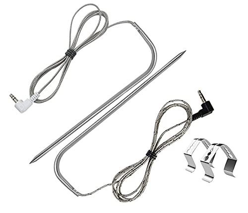 Replacement for Traeger Meat Probe,Compatible with Traeger Wood Pellet Grills and Smoker,Equipped with Stainless Steel Grill Holder kit 2 PCS
