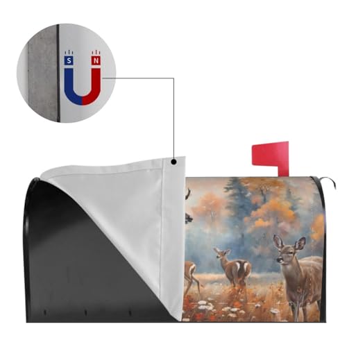 Image of Dujiea Wildlife Animal Deer Mailbox Wrap - Waterproof Magnetic Post Box Cover, Large Size 25.5 inch L x 21 inch W - Garden Yard Outside Farmhouse Home Decor