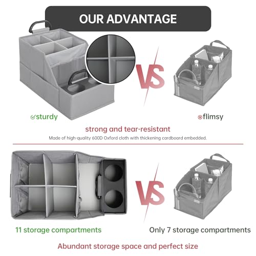 Image of MULISOFT Car Seat Organizer- Backseat Car Organizer with 12 Storages Compartments and 2 Cup Holders, Organizers and Storage, Front Seat for Travel Kids,Pure Gray
