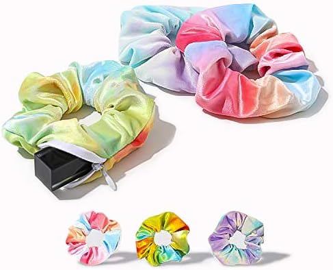 Velvet Hair Pocket Scrunchies Wth Hidden Zipper For Girls Women Cute Elastic hair Accessories ,Great Scrunchy 3 Pcs
