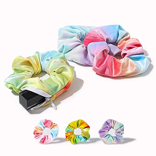 Velvet Hair Pocket Scrunchies Wth Hidden Zipper For Girls Women Cute Elastic Hair Accessories ,Great Scrunchy 3 Pcs #TOP3