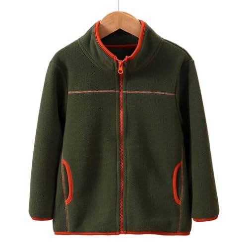 Kids Full Zip Jacket Winter Warm Polar Fleece Coat Soft Casual Fashion Outwear with Pockets Color Block Cute Coat3