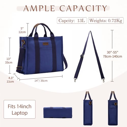 Image of VASCHY Canvas Tote bag, Casual Reusable Work Totes for Women Teachers with Zippers Pockets Crossbody Shoulder Bag Purse