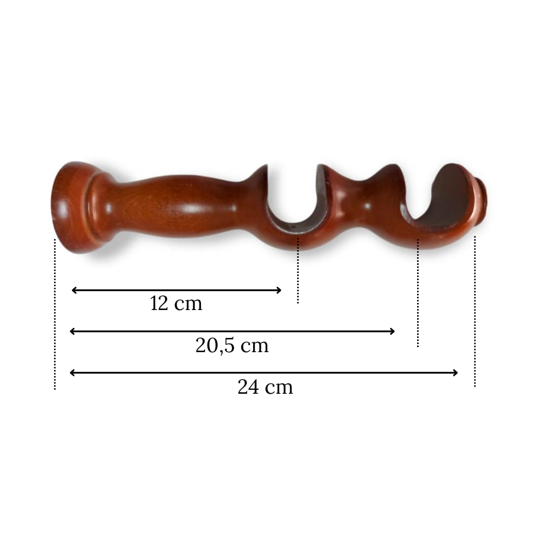 tendaggimania ® Coppia Staffe bastone tenda doppie per Bastone Tende in legno diametro 35 mm - Colore Ciliegio