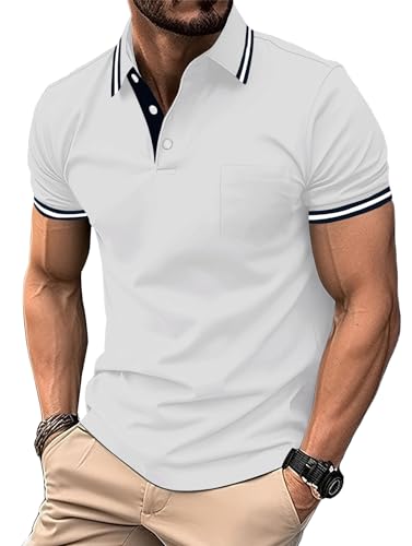 Image of ZITY Men Polo Shirts Short Sleeve with Pocket Golf Polo Wicking Shirts for Men Casual Collared T-Shirts