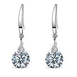Maylover Silver Drop Earring 14k White Gold Plated 925 Sterling Silver Naked Drill Swarovski Element Crystal Dangle Earrings for Women