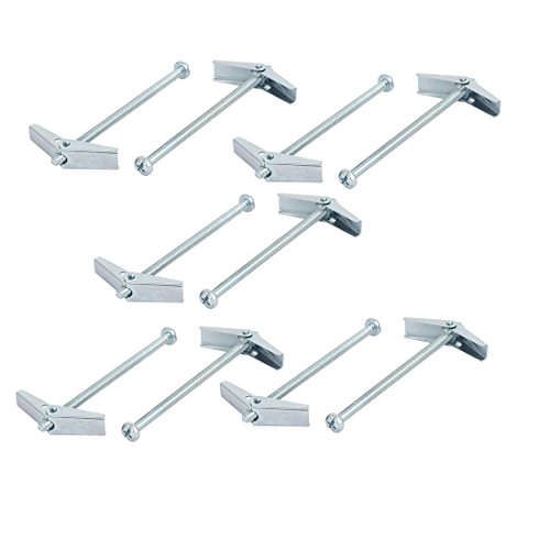 Sourcingmap M4 x 75mm Male Thread Spring Loaded Hollow Wall Round Head Toggle Bolt 10pcs