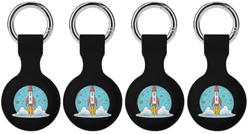 Cartoon Space Rockets Silicone Protective Case Tracker Shockproof Cover Tracker Holder Protector Compatible for Airtag 4PCS