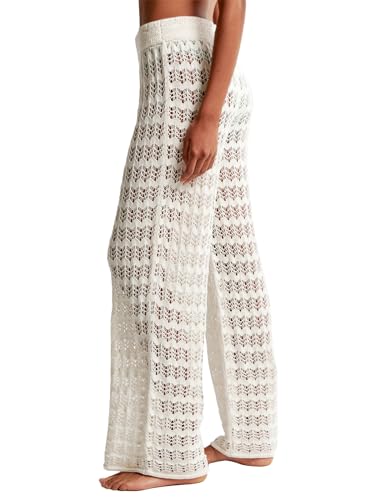 Saodimallsu Womens Crochet Cover Up Pants Sheer Mesh High Waist Sexy Casual Knit Summer Swimsuit Coverup Beach Pants2