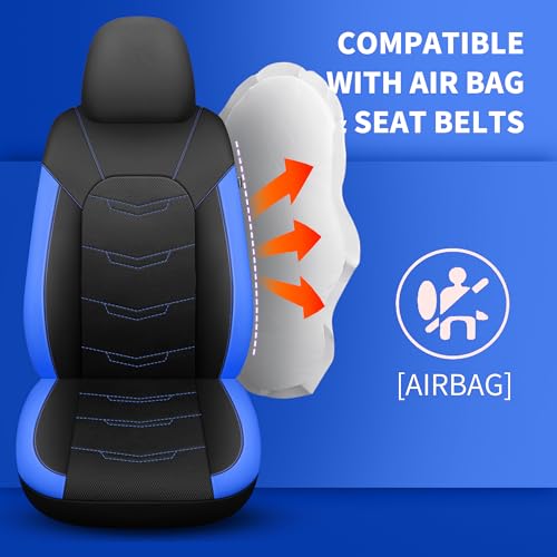 Image of HChengkikz Car Seat Cover, Breathable and Sporty (Black + Blue)