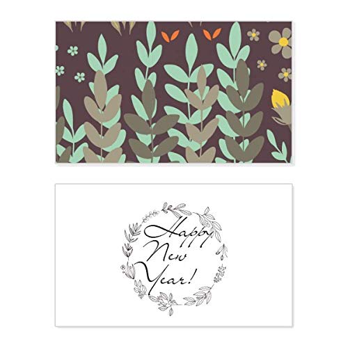 Tarjeta conmemorativa Flower Plant Paint de Green Brown para un Año Nuevo elegante