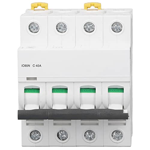 Disjoncteur miniature 400V AC 50/60HZ 4P Rail Din Commutateur D'Air De Protection Contre Les Surcharges pour Lignes de Distribution D'éClairage RéSidentiel SystèMe Solaire PV(40A)