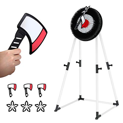 Foam Axe Throwing Game Set, Indoor/Outdoor Game Axe Throwing Toys For Adults Family, Three Throwing Plastic Axes&Stars, Safe Axes Throwing Target Fun Family Or Party Sports Games, Teenage Boy Gift