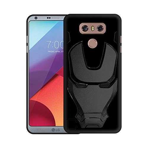 Image of COVERLY Official 3D Touch Feel Trending Marvel Avengers Logo Mask Soft Rugged Grip Silicone Iron Man Super Power Cartoon Movie Engraved Silicone Matte Back Cover for LG G6 H870 - Black