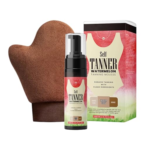 Espuma Autobronceadora | Espuma Bronceadora con Guante Aplicador | Bronceado Natural Hombre Mujer, Todos los Tipos de Piel, Efecto Radiante, Playa y Exteriores