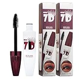 2 Stück 7D Mascara, Wasserfest, Langanhaltend, Volumengebend, Wischfest, exquisit volle Wimpern, verdichtendes Augen-Make-up für definierten Schwung (2)
