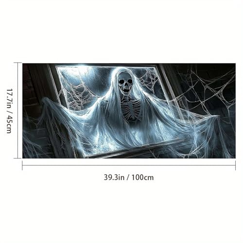 Calcomanía de ventana Halloween espectro esqueleto 39.3x17.7 pulg miniatura 3