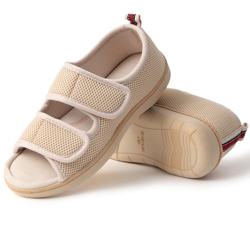 L.CNTOYK Women's Diabetic Slippers with Arch Support, Adjustable Open Toe Shoes for women, Diabetic...