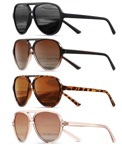 KUGUAOK Polarized Aviator Sunglasses for Women Sporty Style Running Sun Glasses Tangle Free Frame Vintage Trendy Shades