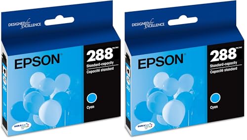 Epson T288 DURABrite Ultra Ink Standard Capacity Cyan Cartridge (T288220-S) for Select Expression Printers, 1 Count (Pack of 2)