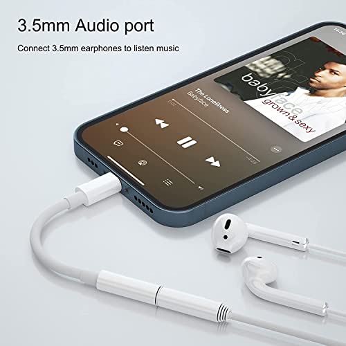 Image of (Apple Lightnin.g to 3.5 mm) Audio to 3.5mm Female Headphone Jack Adapter for Phone Aux Adapter Converter Dongle Compatible with iOS 14 13 12 11 X XS 8 7 6S 6 - White