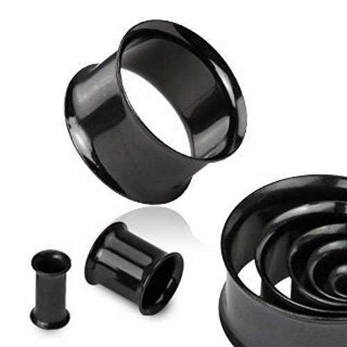 Lobal Domination Pair Of Black Titanium Anodized Double Flare Tunnels Plugs Earlets Gauges Body Jewelry (8G (3.2Mm)) #TOP30