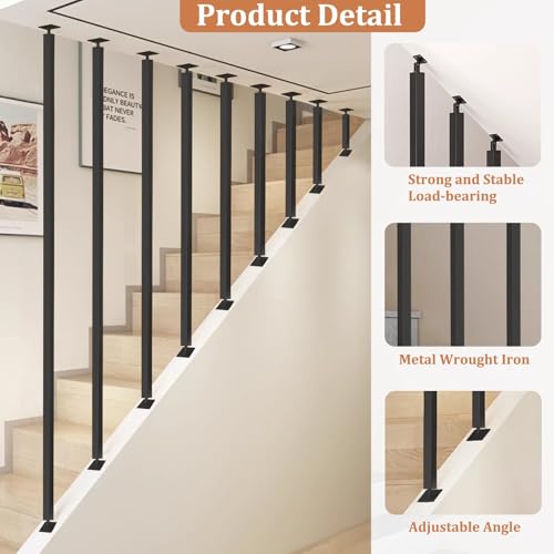 Garde-corps d'escalier en fer forgé noir au design épuré - 4