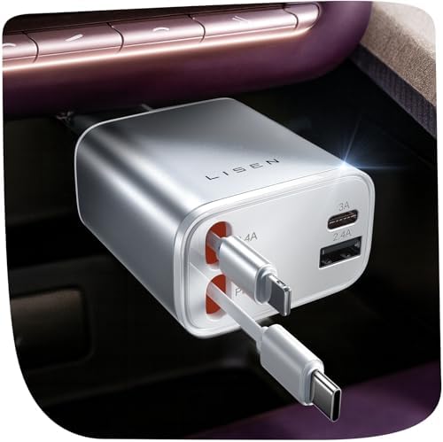 LISEN 75W Retractable Car Charger Adapter, Best Valentine's Gifts...