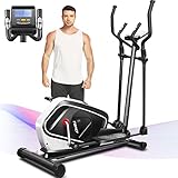HIROLLOP Crosstrainer für Zuhause, E970 Elektrischer Ellipsentrainer mit 13 Programme, 16 Widerstandsstufen, LCD Monitor und Pulsfrequenz Griffe, 175KG Max Gewicht