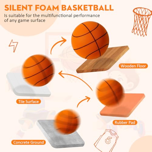 2026 New Silent Basketball, Upgrade Dribble Dream Silent Basketballs, Silent Basketball Dribbling Indoor Training Quiet Ball, Soundless Foam Basketballs Indoor Training Lightweight (Orange, NO.3) - Thumbnail 5