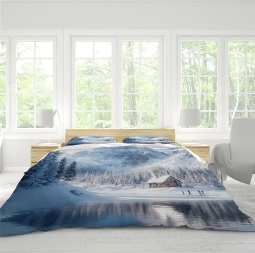 Housse couette neige blanche ensemble doux pour des nuits sereines - 4
