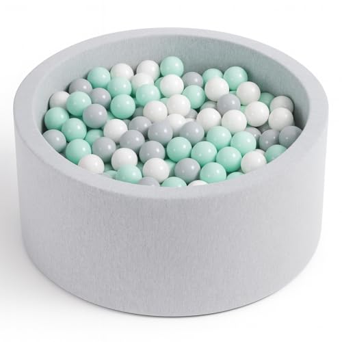 Angelove Piscina de Bolas Ø 90 × 30 cm con 200 Bolas - Piscina Redonda de Espuma con Funda...