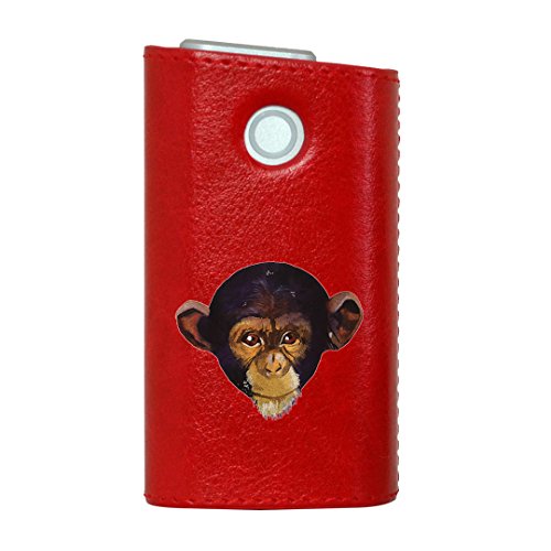 glo グロー グロウ 専用 レザーケース レザーカバー タバコ ケース カバー 合皮 ハードケース カバー 収納 デザイン 革 皮 RED レッド サル 猿 動物 014783