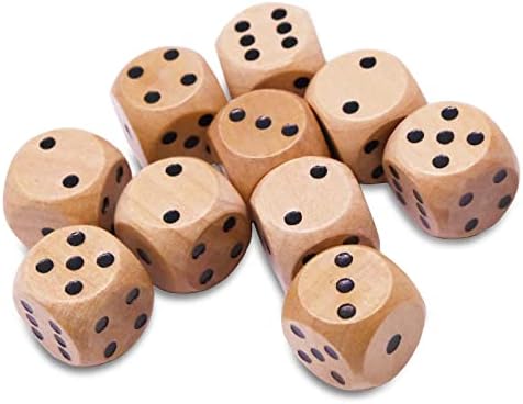 STAHLHAMMERS - 10 Pack Wooden Dice Set - Standard 16mm 6 Sided - Perfect for Board Games and RPGs