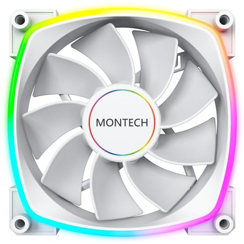 Montech RX 140 ARGB Reversed Fan 1600PWM, High-End Durability, Silent Performance, and Stunning ARGB Design (140mm, White)