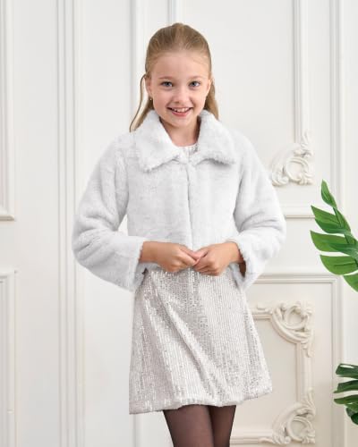 Image of BOLEROSE Girls Collared Faux Fur Bolero Jacket