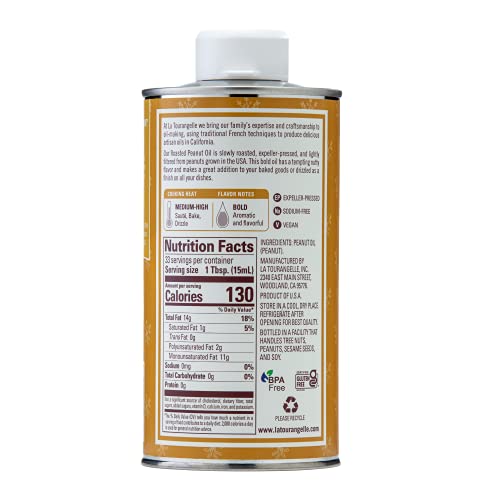 La Tourangelle, Roasted Peanut Oil, Slow Roasted Expeller-Pressed For Rich Flavor, Perfect For Cooking & Baking, Med-High Heat, Unrefined, Small Batch Production In Usa, 16.9 Fl Oz #TOP1