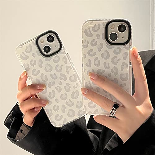 White Leopard Light Gray Soft Phone Case For Apple Iphone 13 Built-In Bumper Women Cute Stylish Cover For Iphone 13 6.1" #TOP1