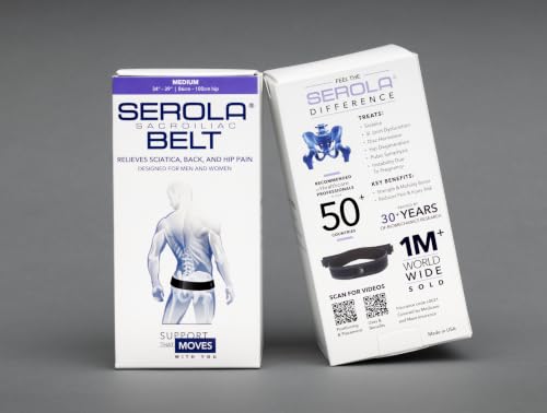 Image of Serola Sacroiliac Belt for SI Joint Dysfunction - (Medium fits 34 inch to 40 inch) Lower Back, Pelvic & Hip brace for Women & Men | Non-Slip, Adjustable & Breathable Brace (Pack of 2)