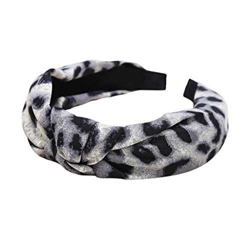 HNTDG Fashion Retro Leopard Velvet Bow Knot Hairband Women Wide-Brimmed Hair Hoop Headband