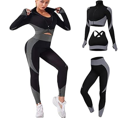 Veriliss 3 Piezas Mujer Yoga Traje Entrenamiento Para, Gym Mallas de Yoga Sin Costuras y Sujetador Deportivo Elástico Ropa de Gimnasio | Ya disponible en tu tienda friki favorita! En mundofriki.es!