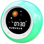 I·CODE Réveil Enfant, Réveil d’Apprentissage au Sommeil pour Enfant, avec Affichage de la Lune et du Soleil, veilleuse, Alarme et Son favorisant Le Sommeil intégrés