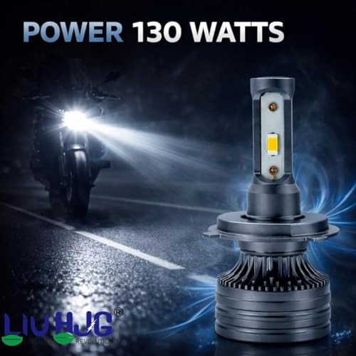 Image of 130W H4 LED Headlight Bulb for Bike & Car, 13000 Lumens Super Bright 6000K White Light, Hi-Low Beam, Plug & Play Installation, Long Lasting LED Headlamp