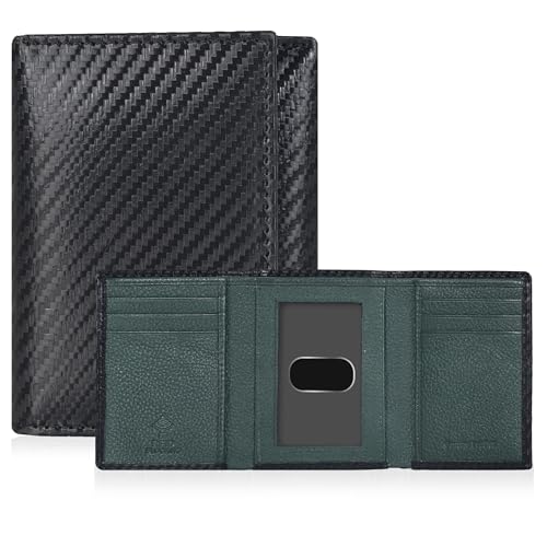 Image of Tri fold Leather Wallet for Men with RFID | Slim Wallets for Men with 1 ID and 6 Credit card slots | Front Pocket Minimalist