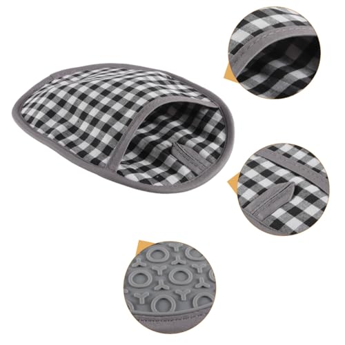 Ausi 2-teiliger Topflappen aus Silikon mit Tasche, Ofenhandschuh-Set, hitzebeständiger Topflappen mit 2 Klebehaken zum Kochen in der Küche (Gitter)