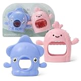 Momcozy 2 Pack Teething Toys, Food Grade Silicone Baby Teethers for 0–12 Months, Baby Teether Mitten Wrist, Teething Relief with Multiple Chew Points,Hygienic Seamless UV-Integrated Design，Blue&Pink