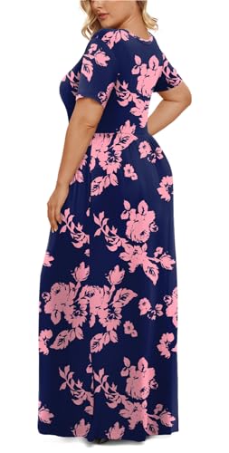 Image of LONGYUAN Women's Plus Size Maxi Dresses Summer Short Sleeve Casual Long Dress 2026 XL-6XL